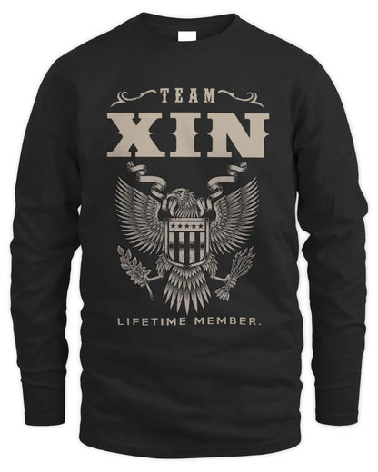 XIN TP06-K82 – Personalized Classic Style Apparel “Team NAME Lifetime Member” - Men's Long Sleeved T-Shirt - Black