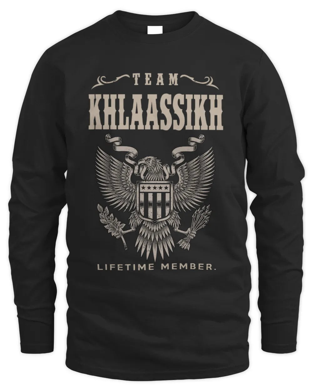 KHLAASSIKH TP06-K82 – Personalized Classic Style Apparel “Team NAME Lifetime Member” - Men's Long Sleeved T-Shirt - Black
