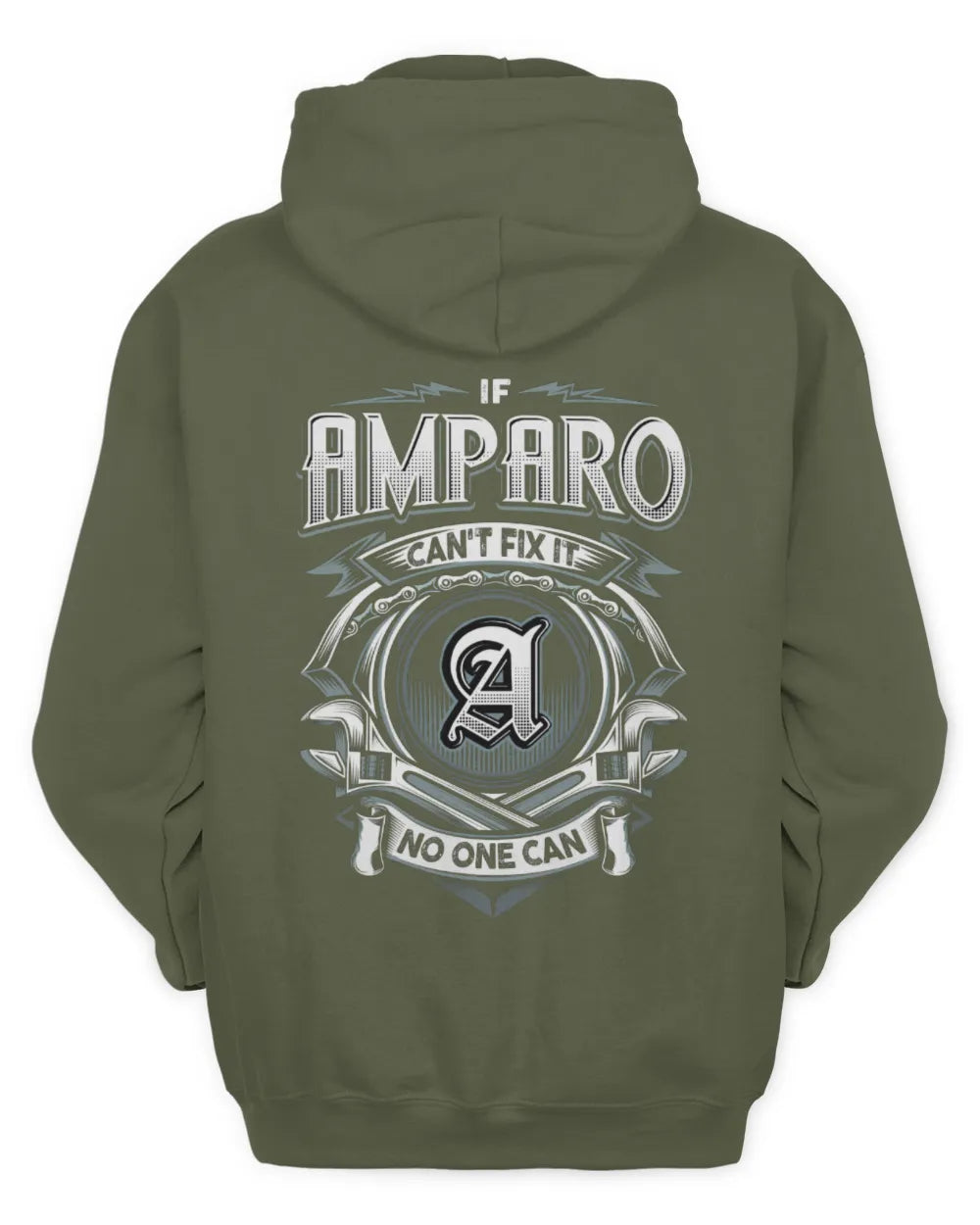 AMPARO AP81-K4-626 - Personalized Ahmed Quote Apparel “If Ahmed Can't Fix It, No One Can” - Unisex Hoodie - Military Green