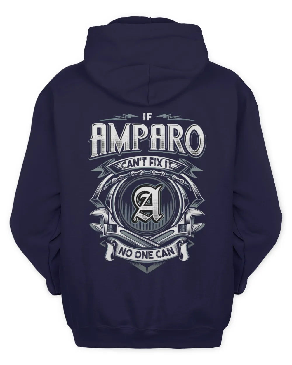 AMPARO AP81-K4-626 - Personalized Ahmed Quote Apparel “If Ahmed Can't Fix It, No One Can” - Unisex Hoodie - Navy