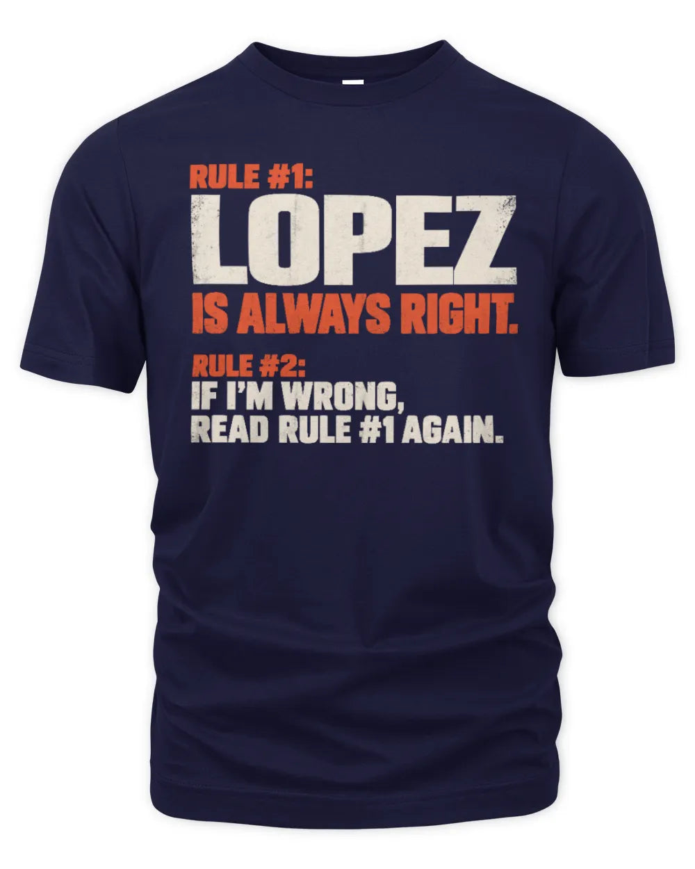 LOPEZ NP1-H006 - Always Right Personalized Name T-Shirt – Funny Custom Name Shirt - Unisex Standard T-Shirt - Navy