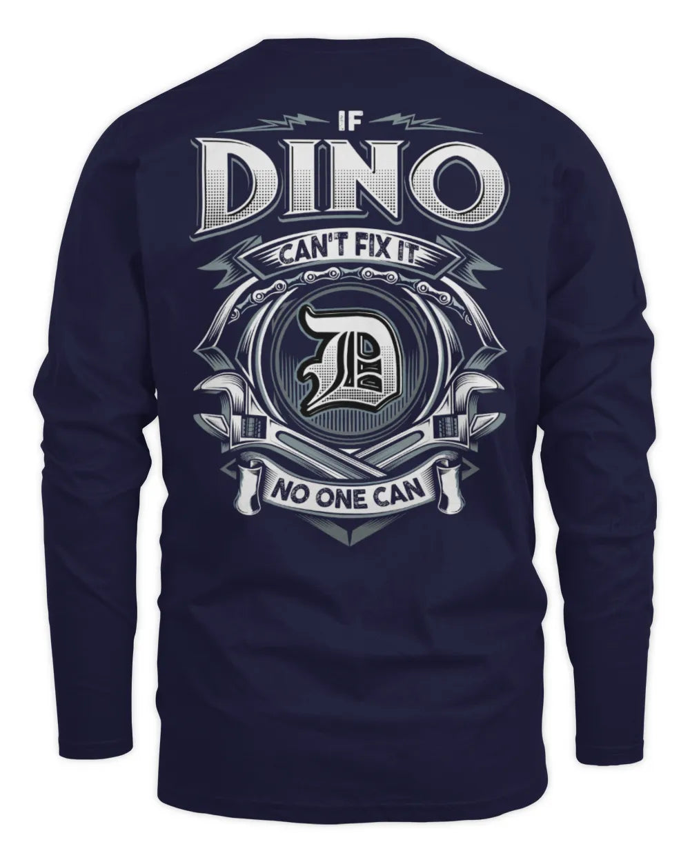 DINO AP81-K4-626 - Personalized Ahmed Quote Apparel “If Ahmed Can't Fix It, No One Can” - Men's Long Sleeved T-Shirt - Navy