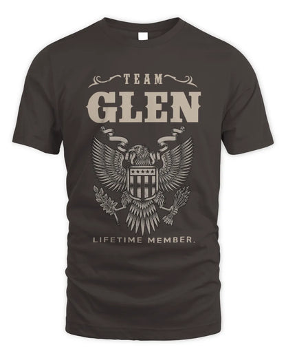 GLEN TP06-K82 – Personalized Classic Style Apparel “Team NAME Lifetime Member” - Unisex Standard T-Shirt - Dark Chocolate