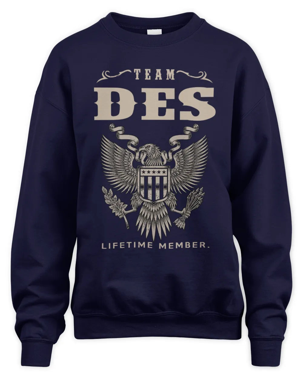 DES TP06-K82 – Personalized Classic Style Apparel “Team NAME Lifetime Member” - Unisex Sweatshirt - Navy