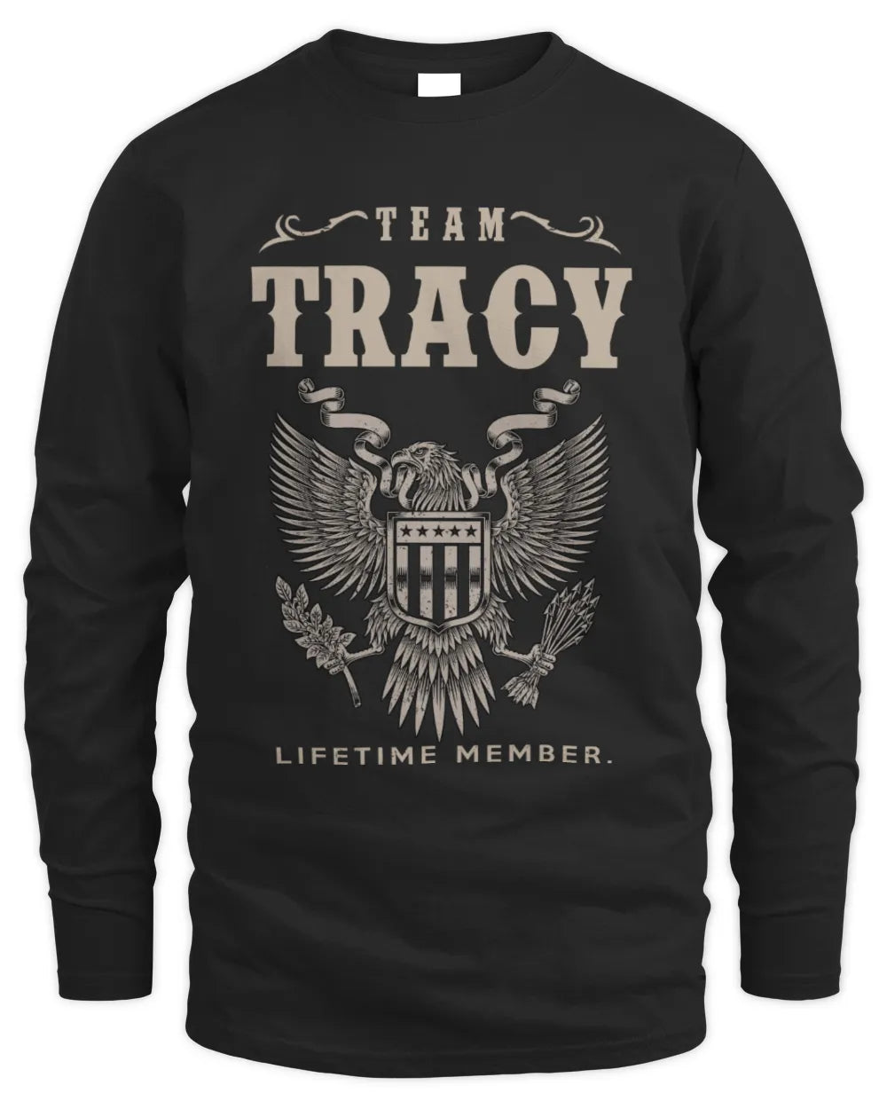 TRACY TP06-K82 – Personalized Classic Style Apparel “Team NAME Lifetime Member” - Men's Long Sleeved T-Shirt - Black