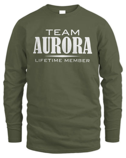 AURORA BL62-K4-128 - Personalized “Team NAME Lifetime Member” - Men's Long Sleeved T-Shirt - Military Green