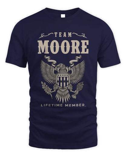 MOORE TP06-K82 – Personalized Classic Style Apparel “Team NAME Lifetime Member” - Unisex Standard T-Shirt - Navy