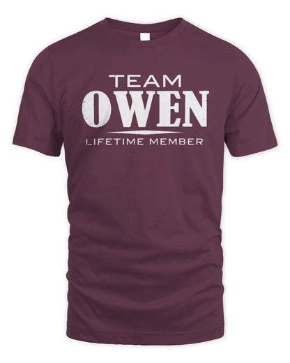 OWEN BL62-K4-128 - Personalized “Team NAME Lifetime Member” - Unisex Standard T-Shirt - Maroon