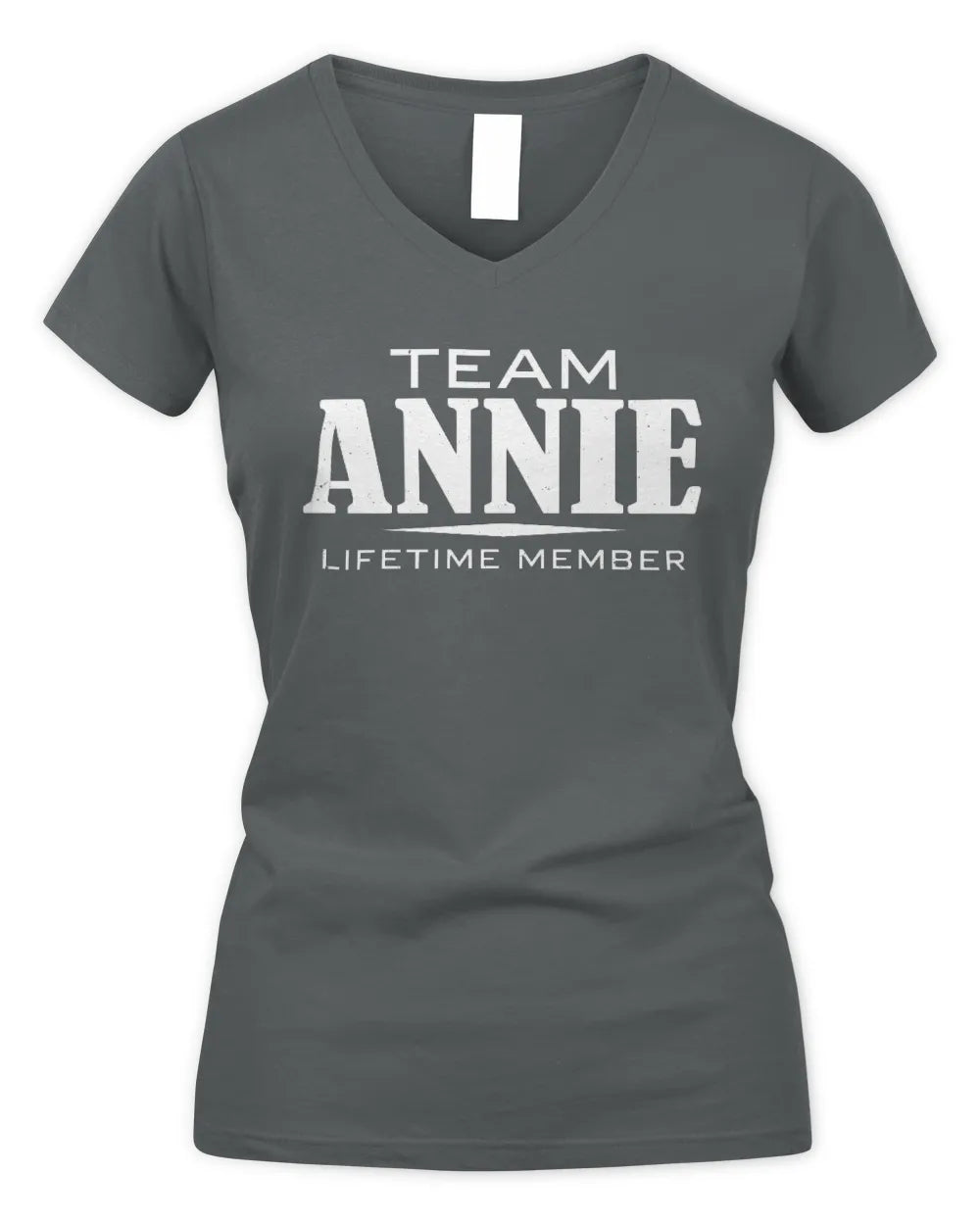 ANNIE BL62-K4-128 - Personalized “Team NAME Lifetime Member” - Women's V-Neck T-Shirt - Charcoal