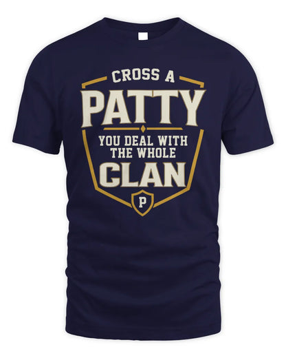 PATTY NT1-K008 Cross A/An NAME, You Deal With the Whole Clan | Personalized Vintage T-Shirt - Unisex Standard T-Shirt - Navy