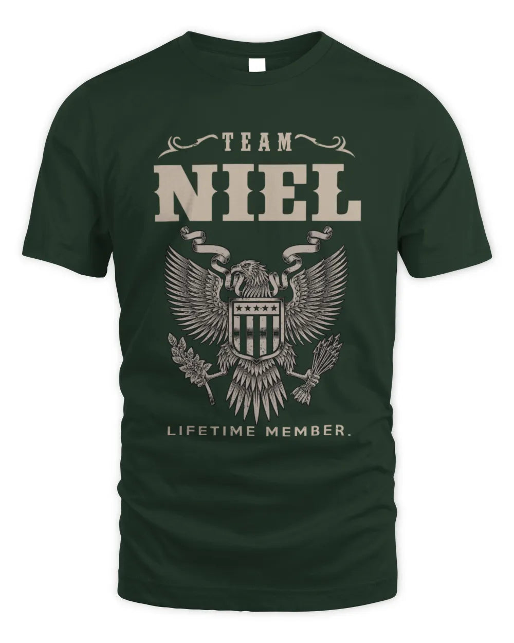 NIEL TP06-K82 – Personalized Classic Style Apparel “Team NAME Lifetime Member” - Unisex Standard T-Shirt - Forest Green