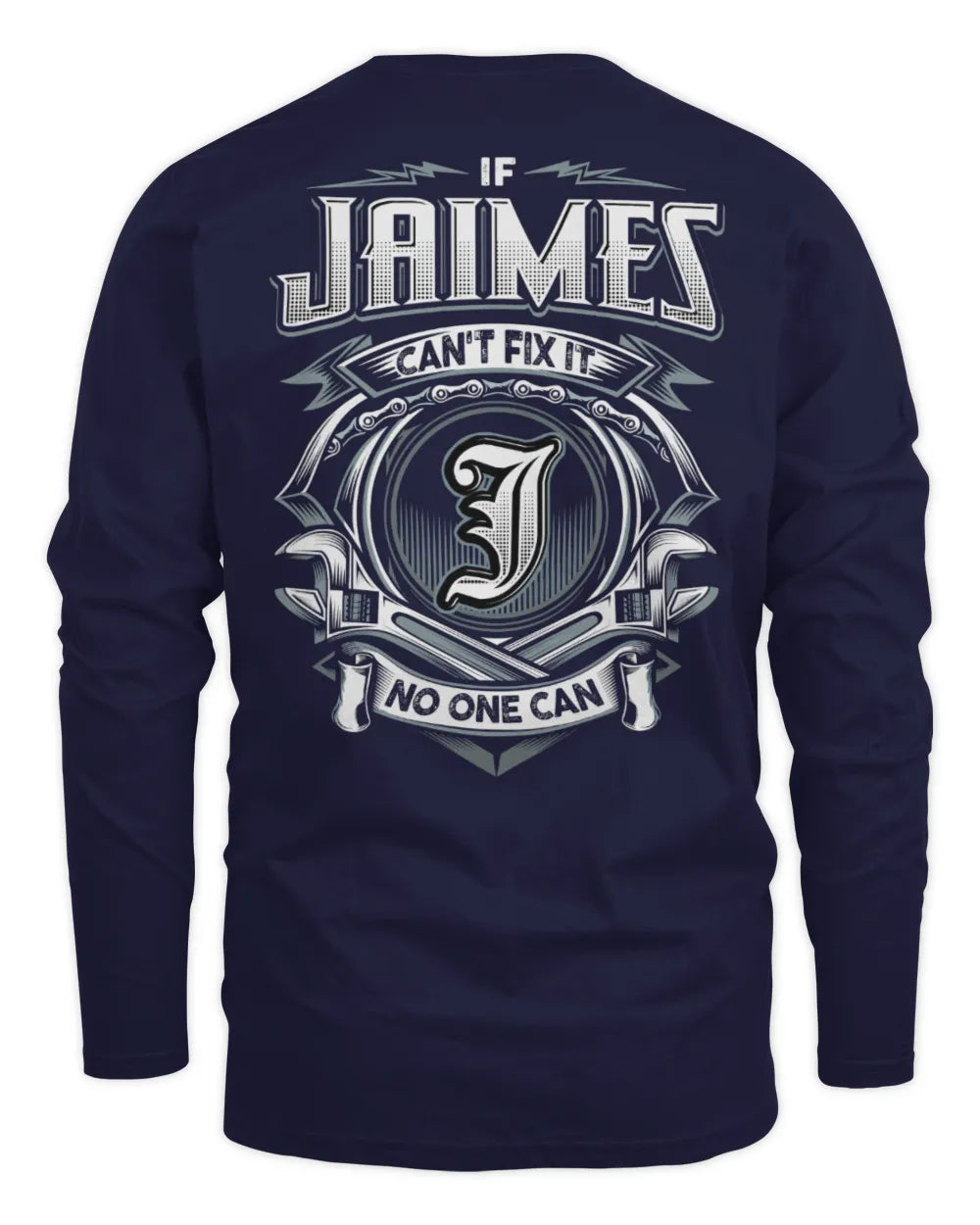 JAIMES AP81-K4-626 - Personalized Ahmed Quote Apparel “If Ahmed Can't Fix It, No One Can” - Men's Long Sleeved T-Shirt - Navy