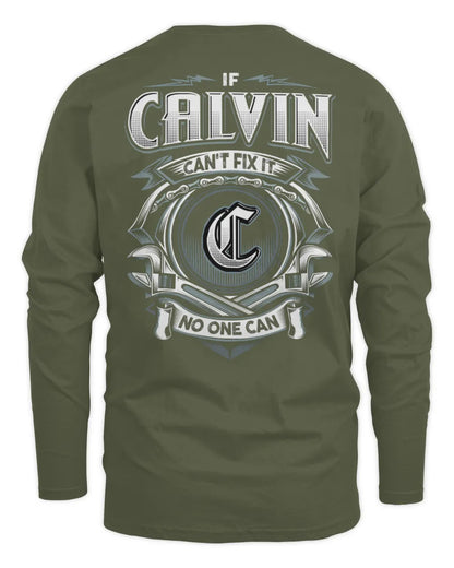 CALVIN AP81-K4-626 - Personalized Ahmed Quote Apparel “If Ahmed Can't Fix It, No One Can” - Men's Long Sleeved T-Shirt - Military Green