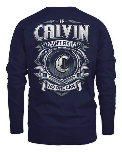 CALVIN AP81-K4-626 - Personalized Ahmed Quote Apparel “If Ahmed Can't Fix It, No One Can” - Men's Long Sleeved T-Shirt - Navy