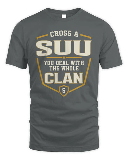 SUU NT1-K008 Cross A/An NAME, You Deal With the Whole Clan | Personalized Vintage T-Shirt - Unisex Standard T-Shirt - Charcoal