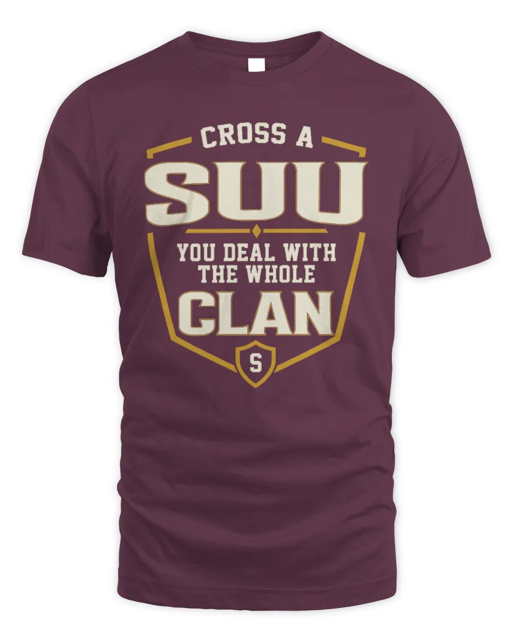 SUU NT1-K008 Cross A/An NAME, You Deal With the Whole Clan | Personalized Vintage T-Shirt - Unisex Standard T-Shirt - Maroon