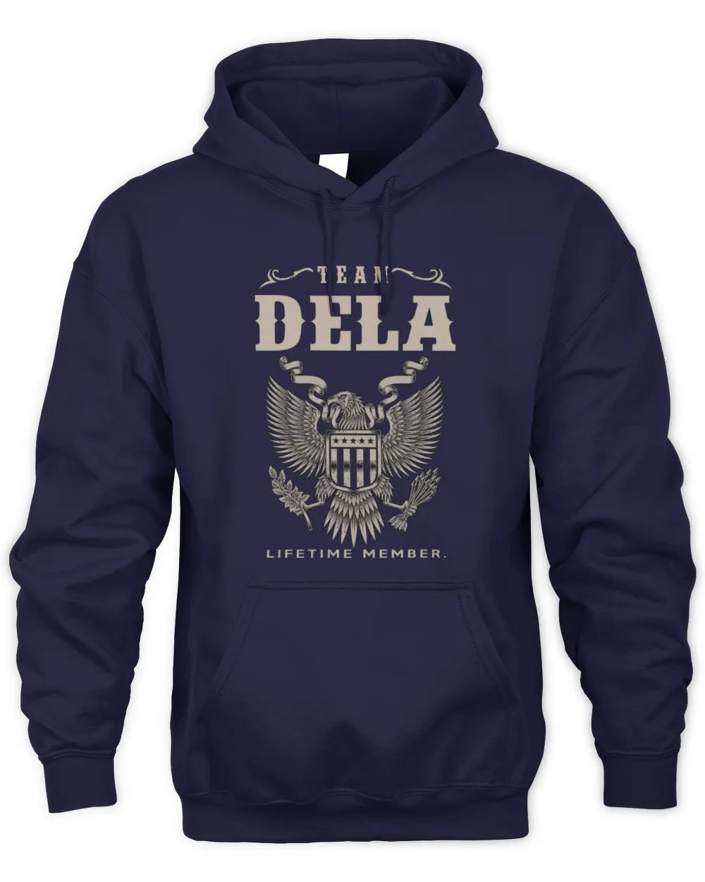 DELA TP06-K82 – Personalized Classic Style Apparel “Team NAME Lifetime Member” - Unisex Hoodie - Navy