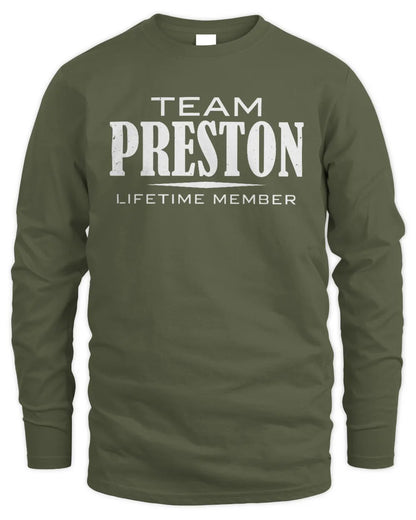 PRESTON BL62-K4-128 - Personalized “Team NAME Lifetime Member” - Men's Long Sleeved T-Shirt - Military Green