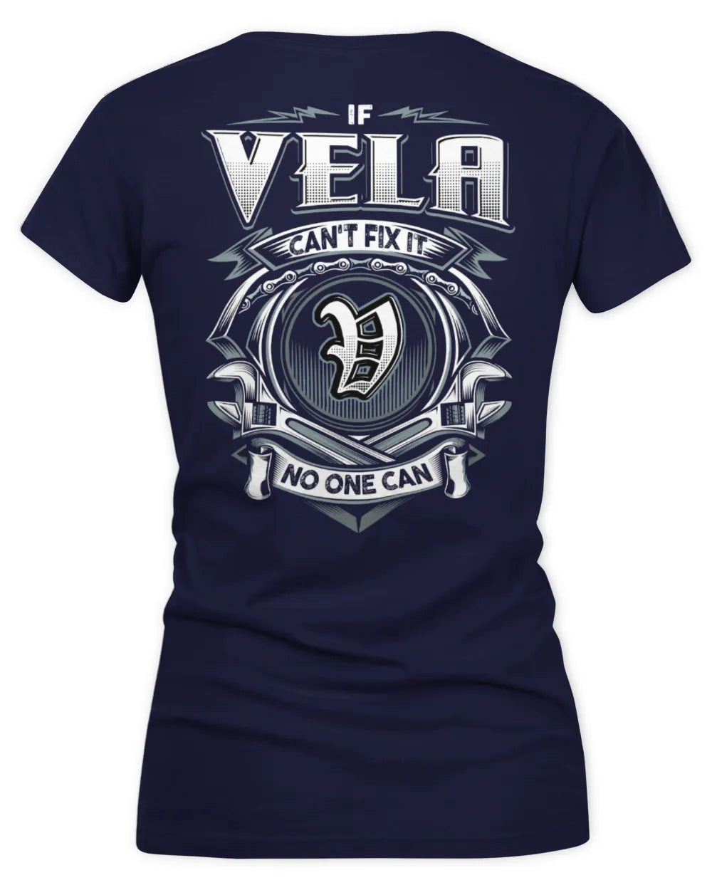 VELA AP81-K4-626 - Personalized Ahmed Quote Apparel “If Ahmed Can't Fix It, No One Can” - Women's V-Neck T-Shirt - Navy