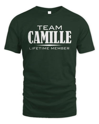 CAMILLE BL62-K4-128 - Personalized “Team NAME Lifetime Member” - Unisex Standard T-Shirt - Forest Green