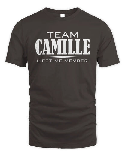 CAMILLE BL62-K4-128 - Personalized “Team NAME Lifetime Member” - Unisex Standard T-Shirt - Dark Chocolate