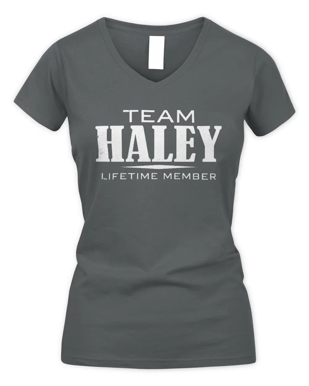 HALEY BL62-K4-128 - Personalized “Team NAME Lifetime Member” - Women's V-Neck T-Shirt - Charcoal