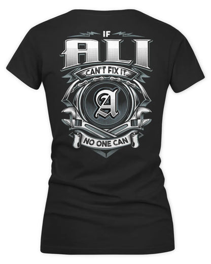 ALI AP81-K4-626 - Personalized Ahmed Quote Apparel “If Ahmed Can't Fix It, No One Can” - Women's V-Neck T-Shirt - Black