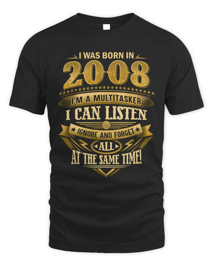 2008 HH89-K2 – Funny Birth Year Multitasker Quote T-Shirt - Unisex Standard T-Shirt - Black