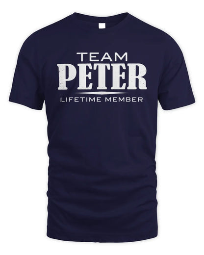 PETER BL62-K4-128 - Personalized “Team NAME Lifetime Member” - Unisex Standard T-Shirt - Navy