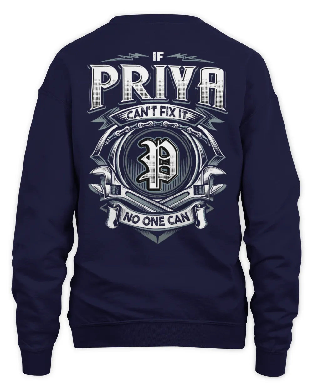 PRIYA AP81-K4-626 - Personalized Ahmed Quote Apparel “If Ahmed Can't Fix It, No One Can” - Unisex Sweatshirt - Navy