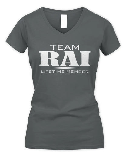 RAI BL62-K4-128 - Personalized “Team NAME Lifetime Member” - Women's V-Neck T-Shirt - Charcoal