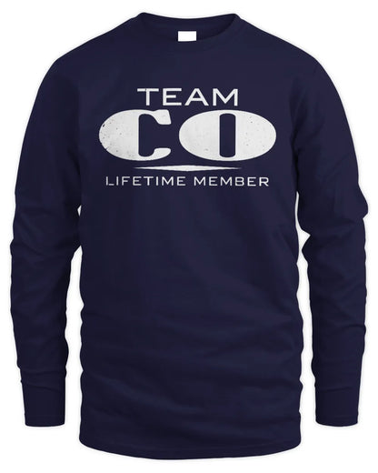 CO BL62-K4-128 - Personalized “Team NAME Lifetime Member” - Men's Long Sleeved T-Shirt - Navy