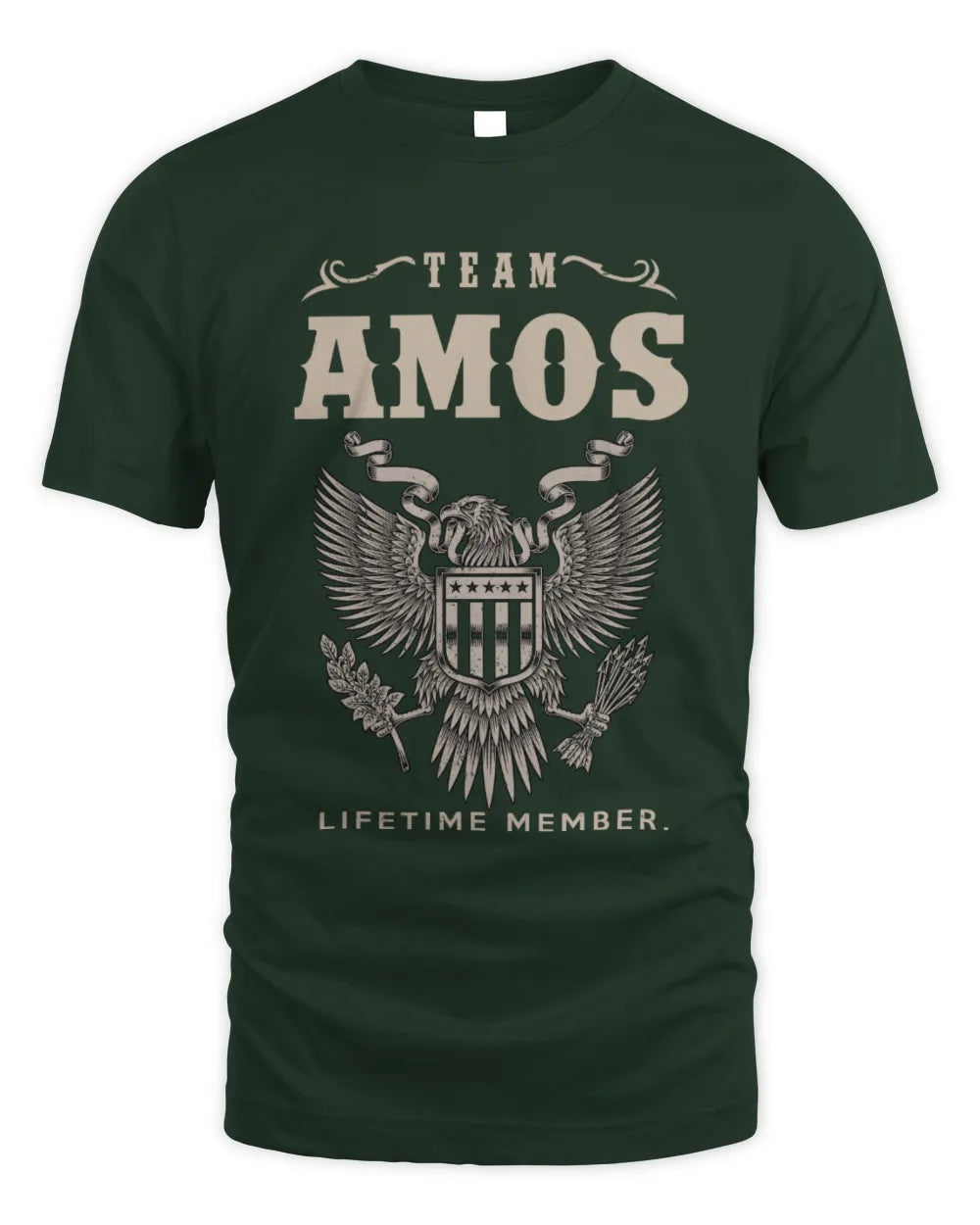 AMOS TP06-K82 – Personalized Classic Style Apparel “Team NAME Lifetime Member” - Unisex Standard T-Shirt - Forest Green