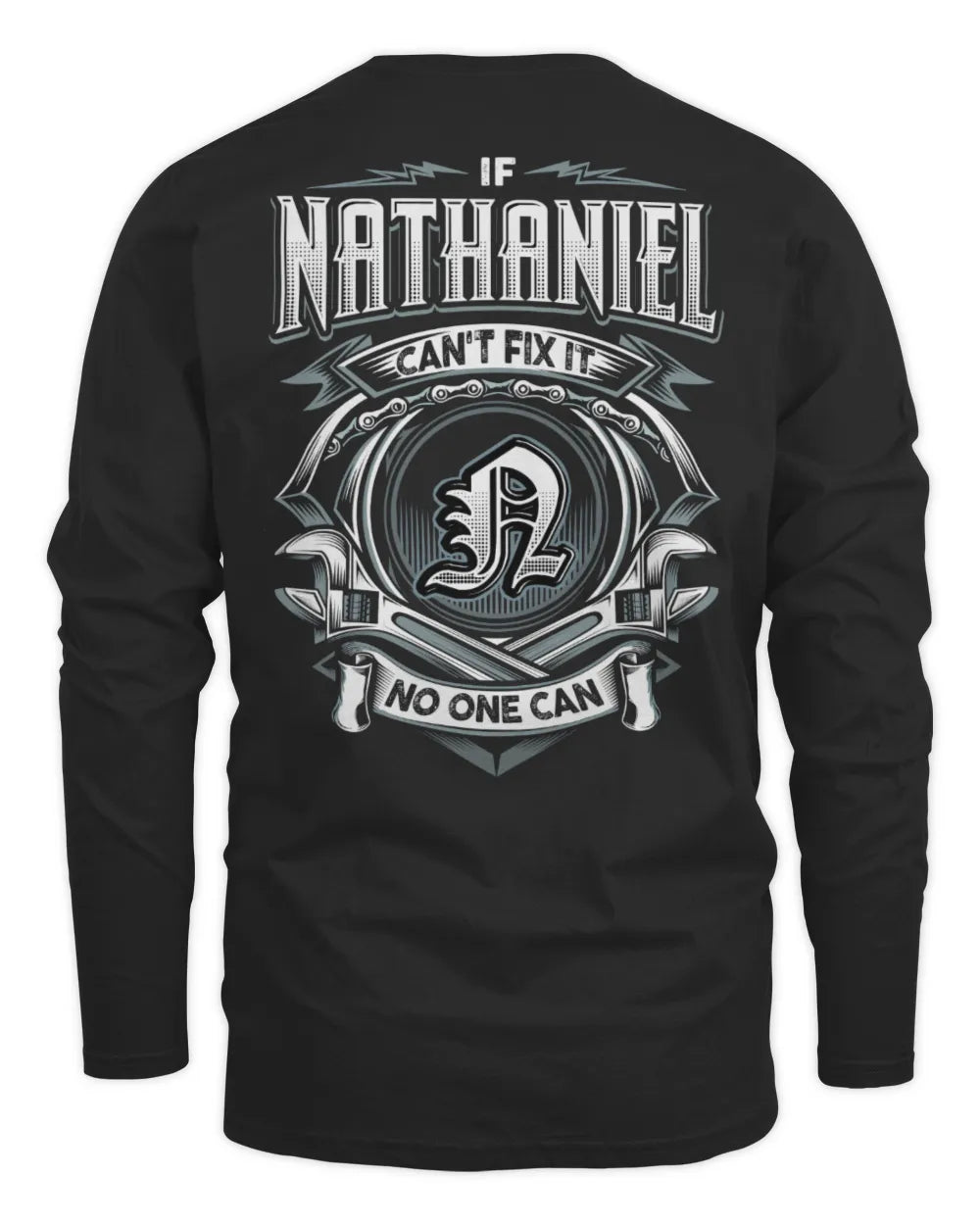 NATHANIEL AP81-K4-626 - Personalized Ahmed Quote Apparel “If Ahmed Can't Fix It, No One Can” - Men's Long Sleeved T-Shirt - Black