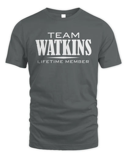 WATKINS BL62-K4-128 - Personalized “Team NAME Lifetime Member” - Unisex Standard T-Shirt - Charcoal