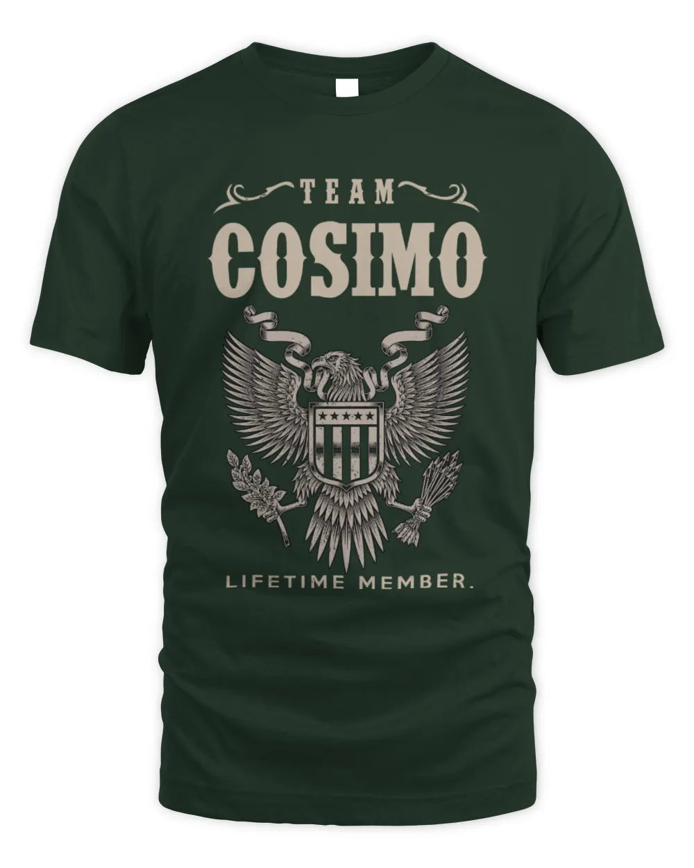 COSIMO TP06-K82 – Personalized Classic Style Apparel “Team NAME Lifetime Member” - Unisex Standard T-Shirt - Forest Green