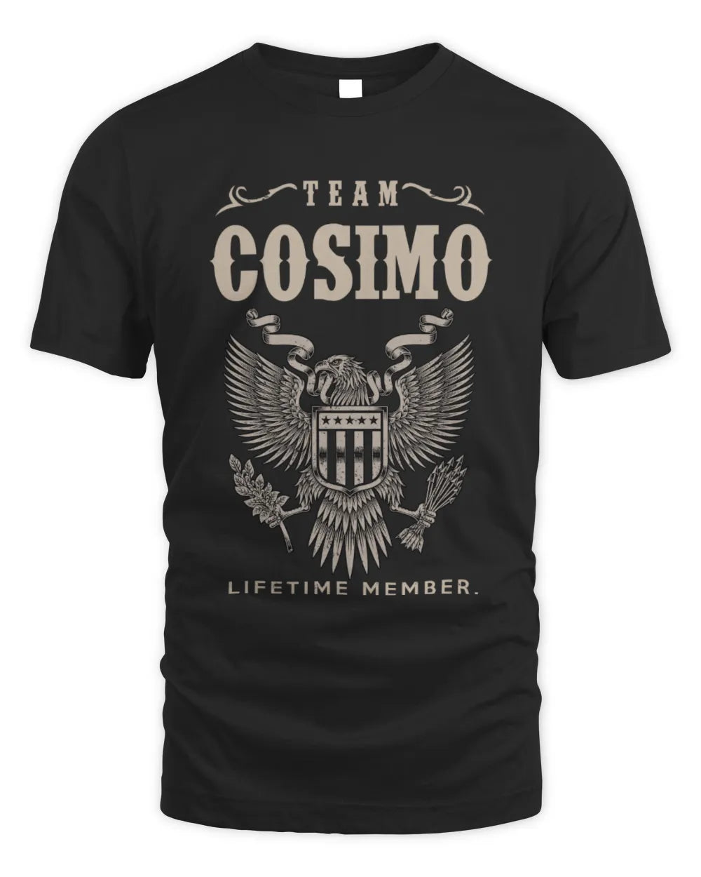COSIMO TP06-K82 – Personalized Classic Style Apparel “Team NAME Lifetime Member” - Unisex Standard T-Shirt - Black