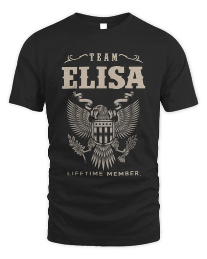 ELISA TP06-K82 – Personalized Classic Style Apparel “Team NAME Lifetime Member” - Unisex Standard T-Shirt - Black