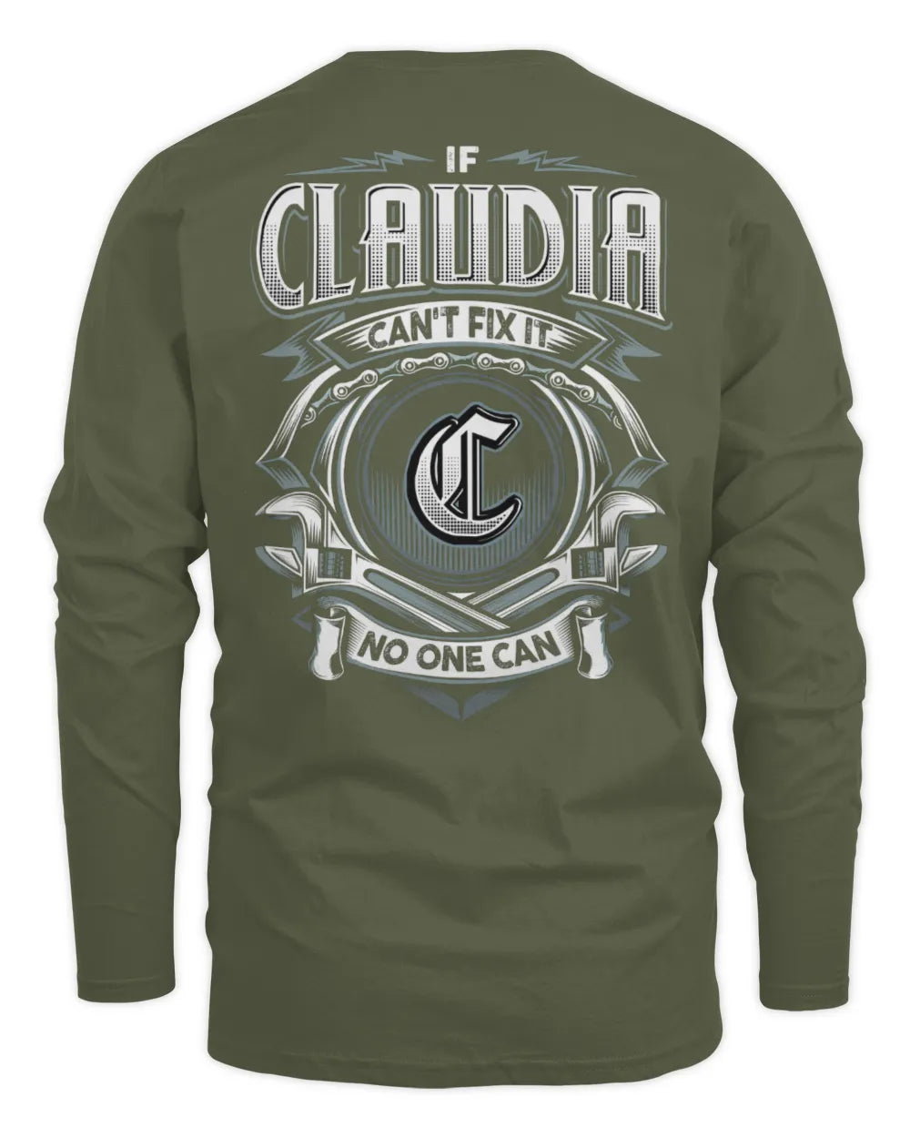 CLAUDIA AP81-K4-626 - Personalized Ahmed Quote Apparel “If Ahmed Can't Fix It, No One Can” - Men's Long Sleeved T-Shirt - Military Green