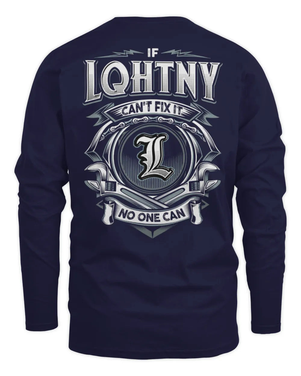 LQHTNY AP81-K4-626 - Personalized Ahmed Quote Apparel “If Ahmed Can't Fix It, No One Can” - Men's Long Sleeved T-Shirt - Navy