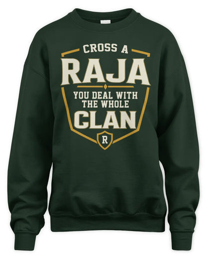 RAJA NT1-K008 Cross A/An NAME, You Deal With the Whole Clan | Personalized Vintage T-Shirt - Unisex Sweatshirt - Forest Green