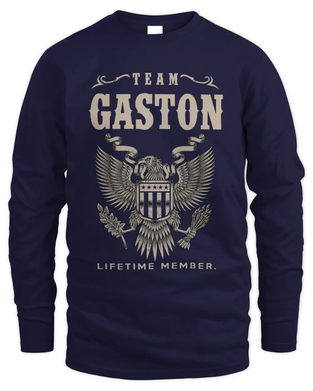 GASTON TP06-K82 – Personalized Classic Style Apparel “Team NAME Lifetime Member” - Men's Long Sleeved T-Shirt - Navy