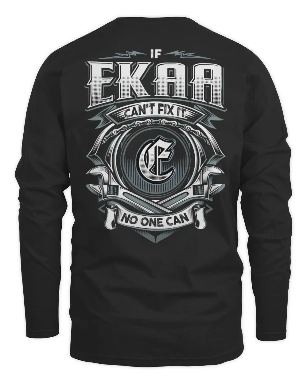 EKAA AP81-K4-626 - Personalized Ahmed Quote Apparel “If Ahmed Can't Fix It, No One Can” - Men's Long Sleeved T-Shirt - Black