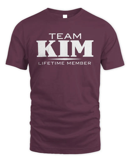 KIM BL62-K4-128 - Personalized “Team NAME Lifetime Member” - Unisex Standard T-Shirt - Maroon