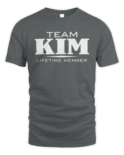 KIM BL62-K4-128 - Personalized “Team NAME Lifetime Member” - Unisex Standard T-Shirt - Charcoal