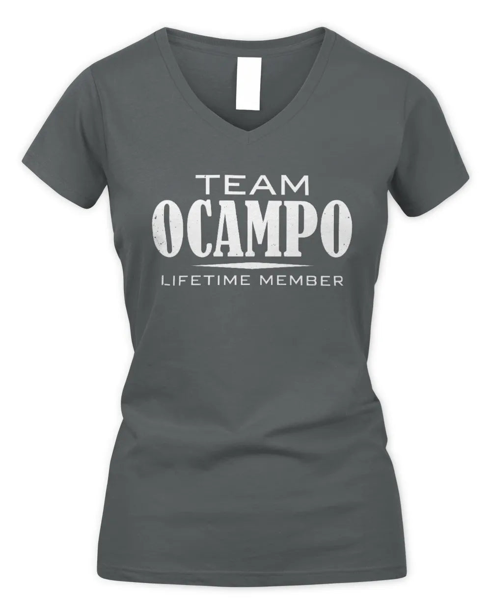 OCAMPO BL62-K4-128 - Personalized “Team NAME Lifetime Member” - Women's V-Neck T-Shirt - Charcoal