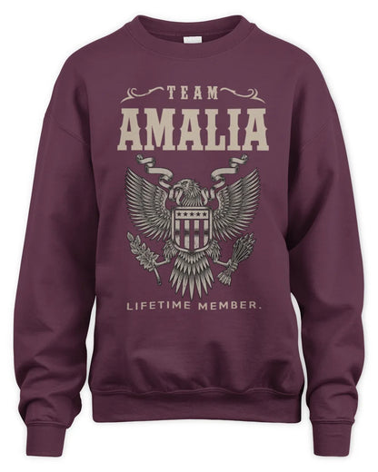 AMALIA TP06-K82 – Personalized Classic Style Apparel “Team NAME Lifetime Member” - Unisex Sweatshirt - Maroon