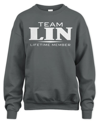 LIN BL62-K4-128 - Personalized “Team NAME Lifetime Member” - Unisex Sweatshirt - Charcoal