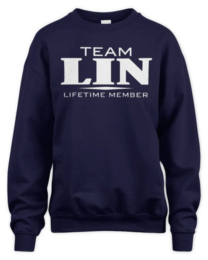 LIN BL62-K4-128 - Personalized “Team NAME Lifetime Member” - Unisex Sweatshirt - Navy