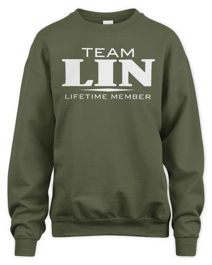 LIN BL62-K4-128 - Personalized “Team NAME Lifetime Member” - Unisex Sweatshirt - Military Green